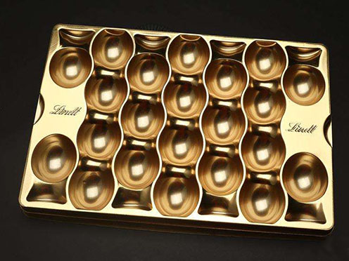 50丝金色24个装圆形巧克力吸塑内衬